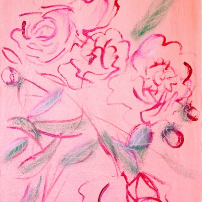Peonies on pink background