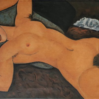 Nude. /Akt. A copy of a painting by Amedeo Modigliani.