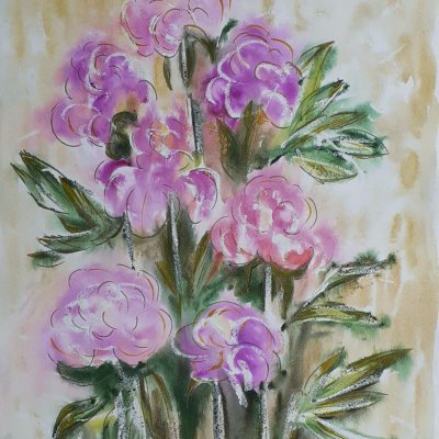 Purple peonies.