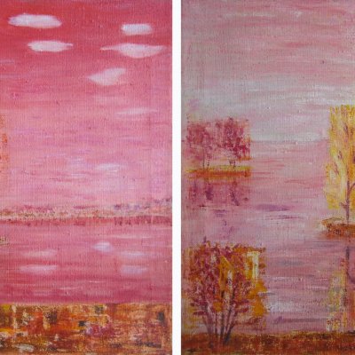 Raspberry dream. Pink dream. (set, 2 paintings)