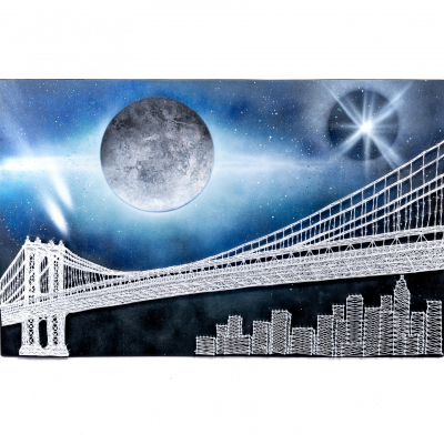 String Art Painting: Manhattan Bridge