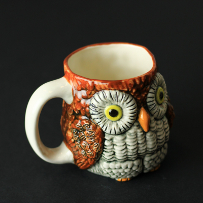 Ceramic mug “Owl”. Hand painted