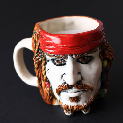 Ceramic mug “Captain Jack Sparrow”. Hand painted