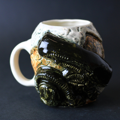 Ceramic mug “Alien”. Hand painted