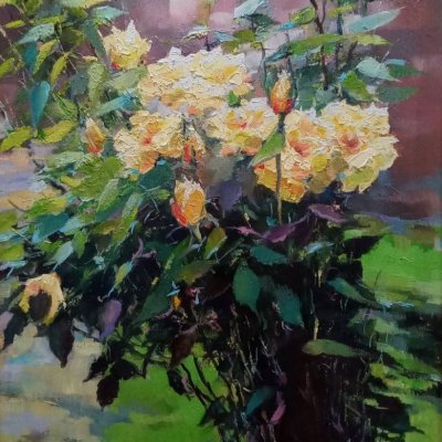 Yellow rose bush