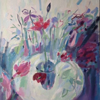 Sketch with tulips
