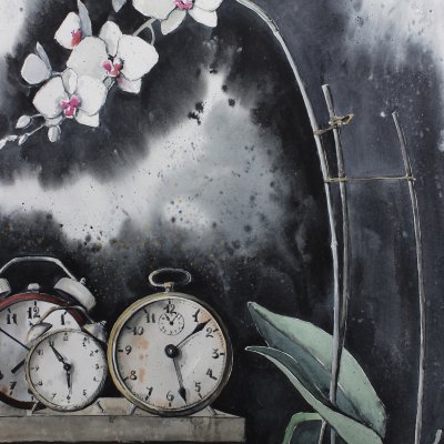 Часы и орхидеи
