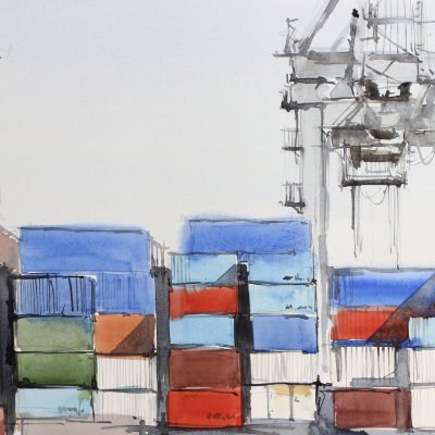 Containers and cranes