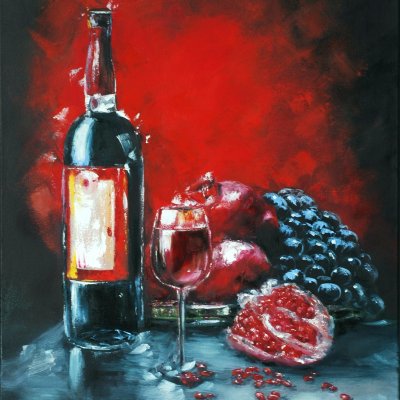 Still life with a bottle of wine