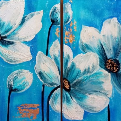 Diptych Blue poppies
