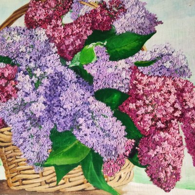 Lilacs in a basket