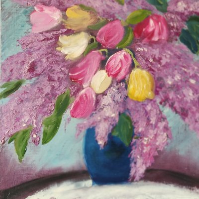 Lilacs and tulips