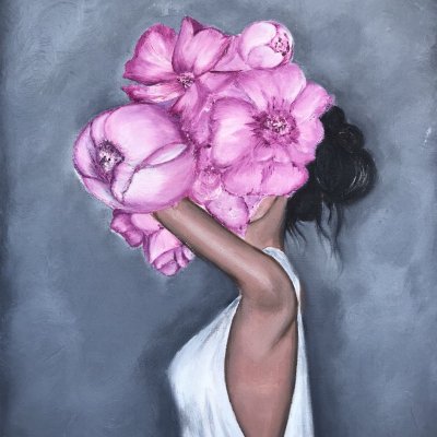 girl with peonies