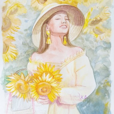 The girl with the sunflowers