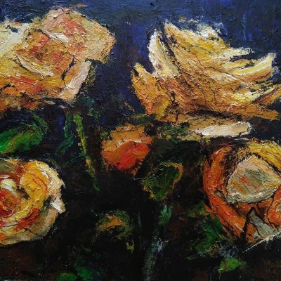 Roses on a blue background