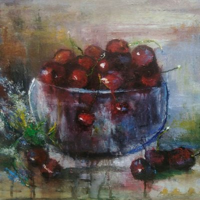 Still life with cherries